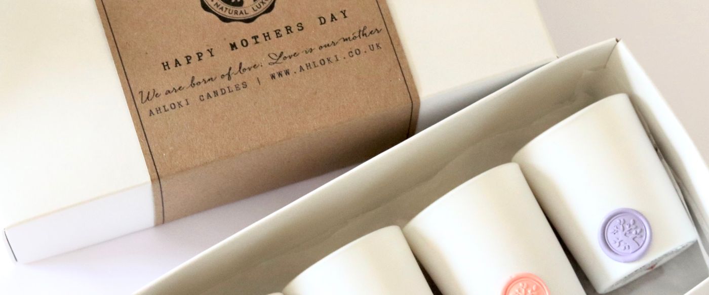 Elegant gift box of good smelling candles ready for spring giving