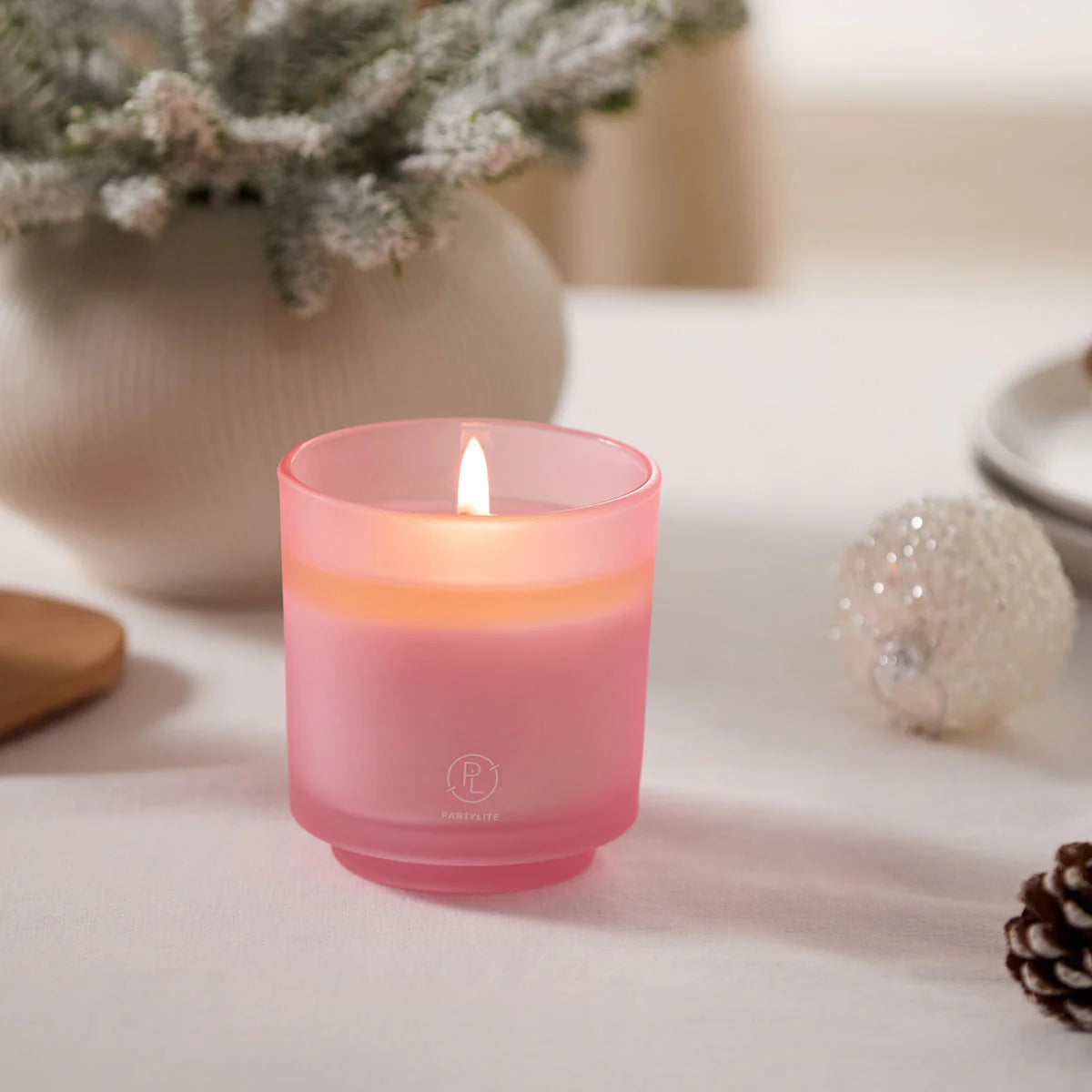 Refillable by PartyLite Cozy Amber & Wool Jar Candle