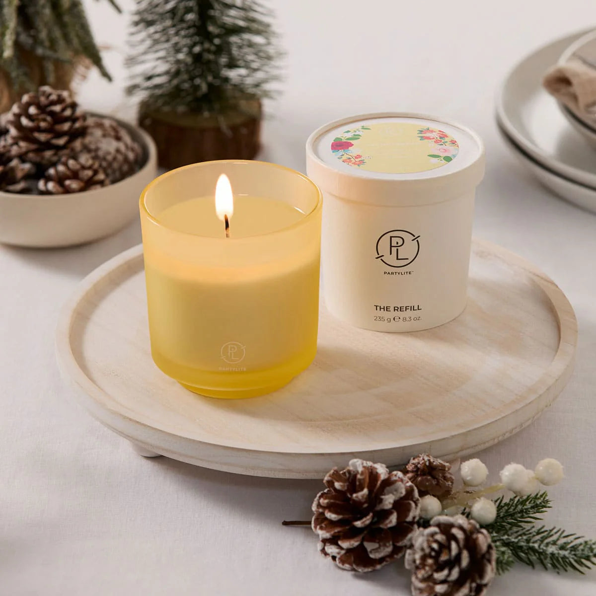 Refillable by PartyLite Frozen Camellia Jar Candle