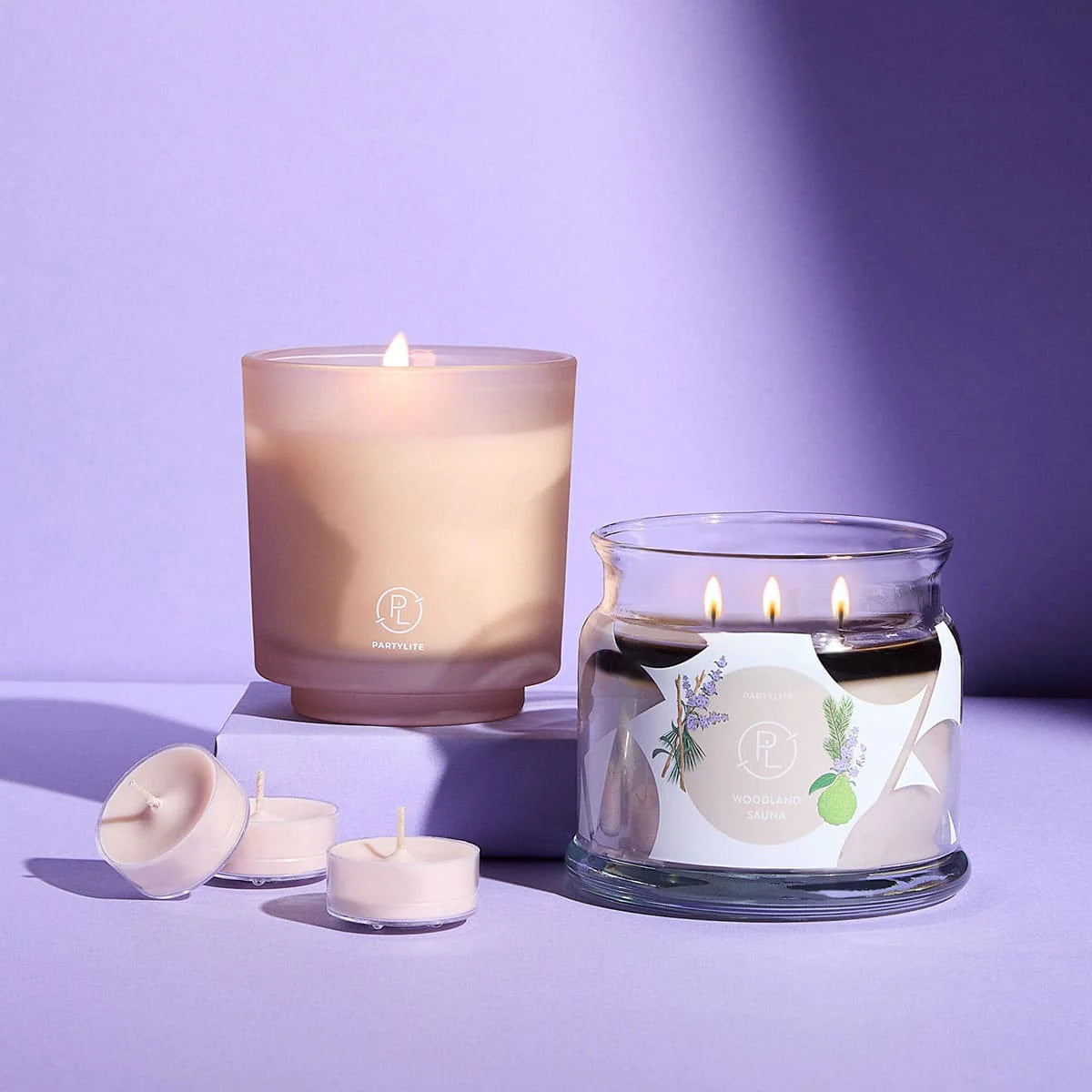 Refillable by PartyLite Woodland Sauna Jar Candle