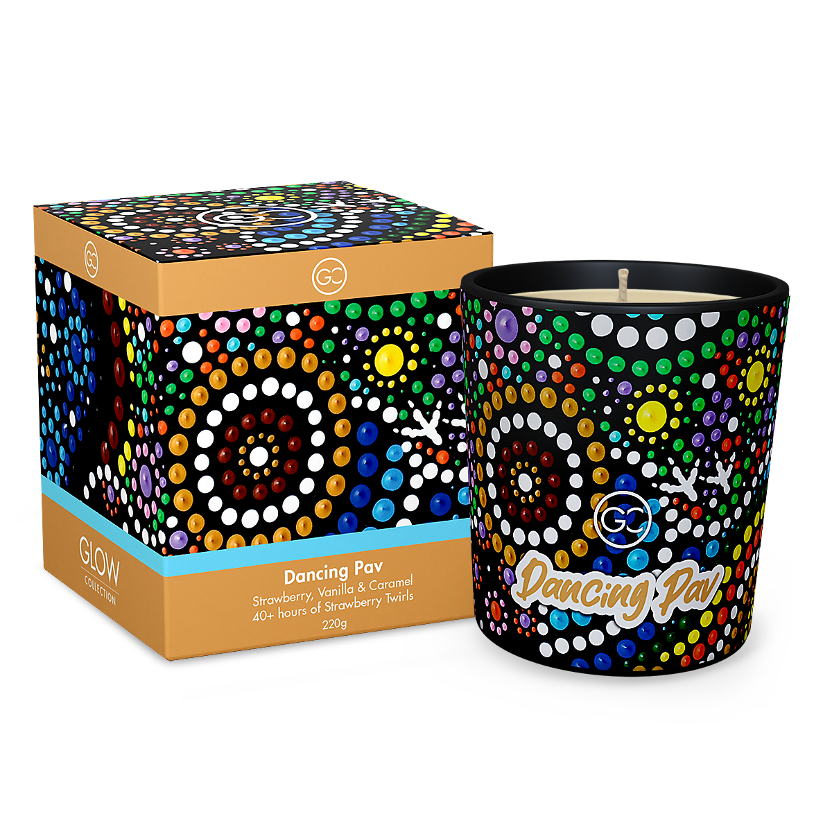 Dancing Pav - Strawberry, Vanilla Scented Soy Paraffin Candle 40hr Burn