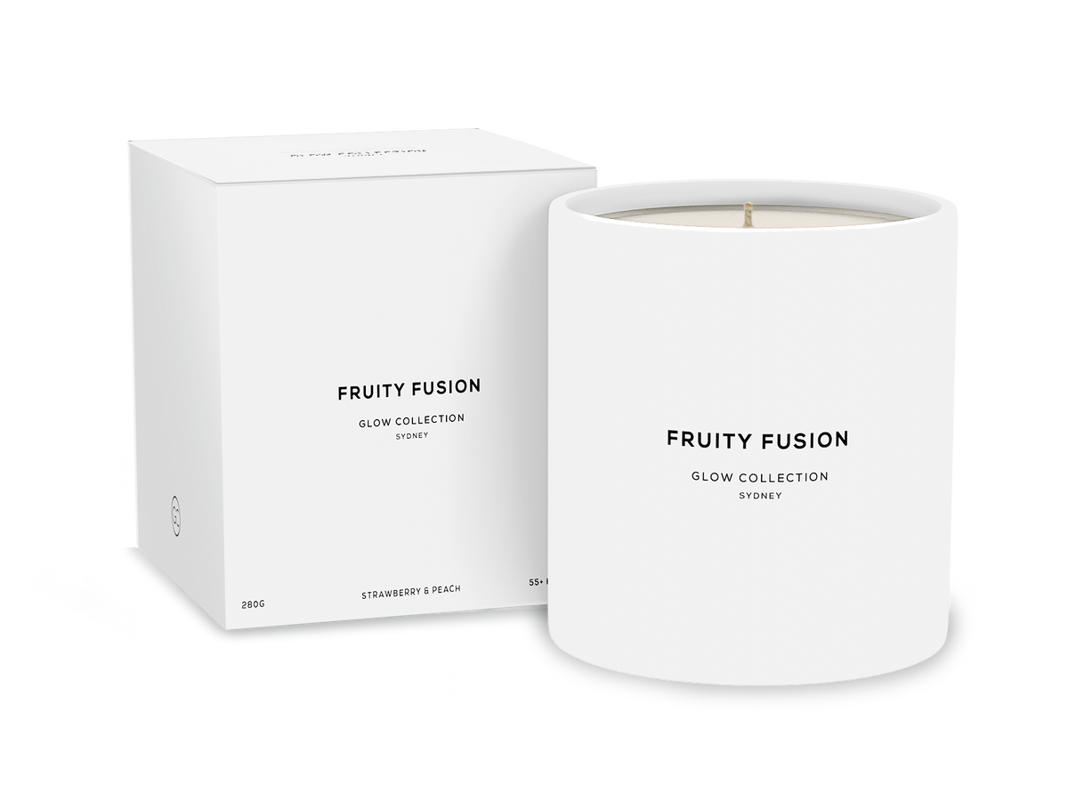 Fruity Fusion - Signature Collection - Strawberry, Peach & Vanilla Scented Soy Candle 55hr Burn