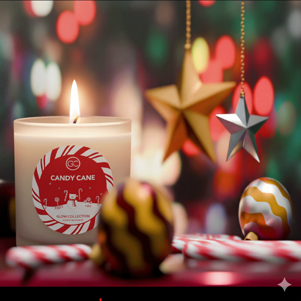 Candy Cane - Christmas Collection -Peppermint & Musk Scented Soy Candle 55hr Burn