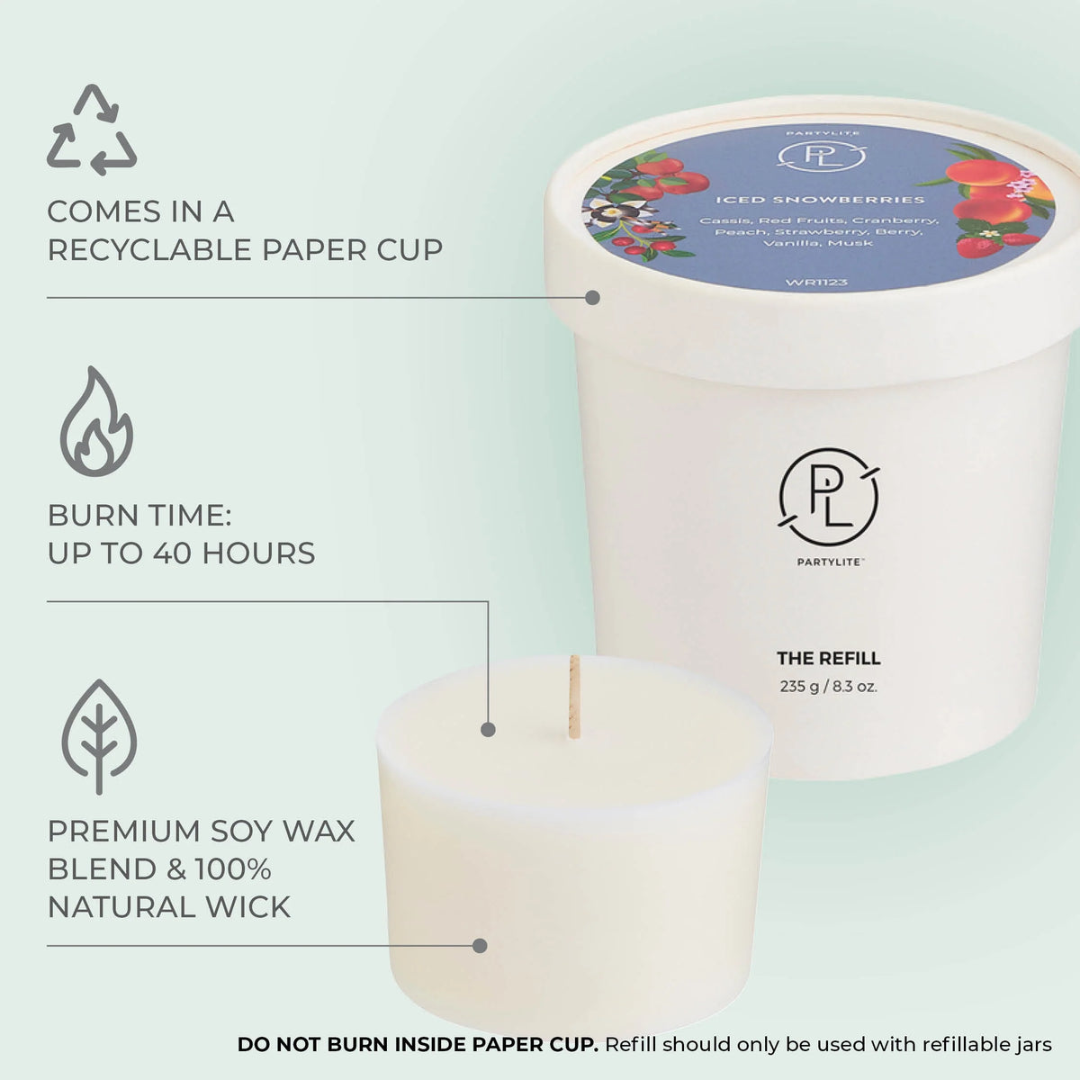 Refillable by PartyLite Iced Snowberries™ Candle Refill