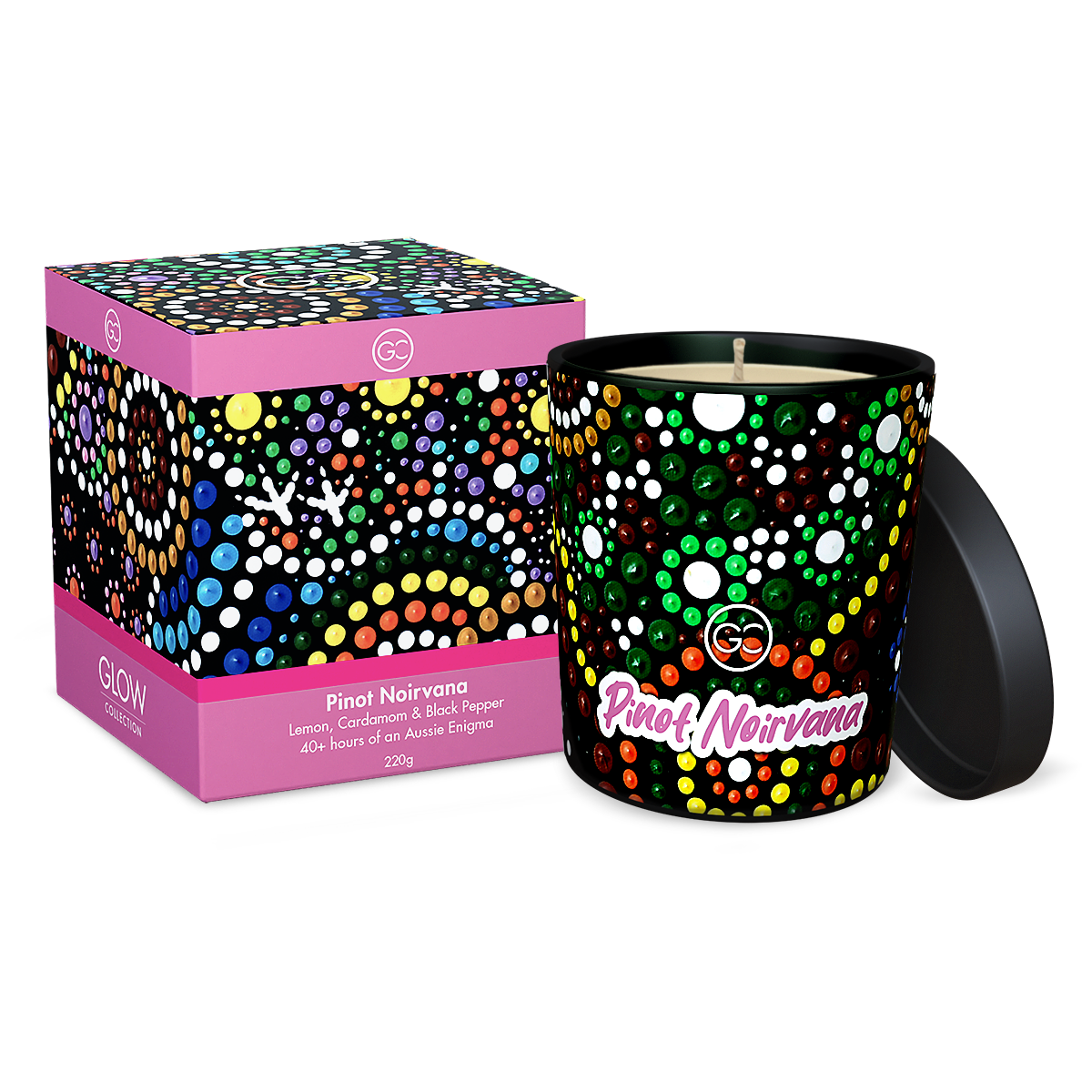 Pinot Noirvana - Lemon and Black Pepper Scented Soy Paraffin Candle 40hr Burn