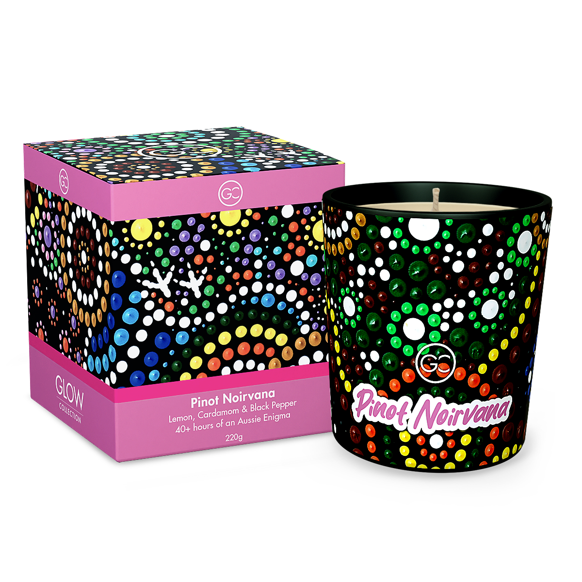 Pinot Noirvana - Lemon and Black Pepper Scented Soy Paraffin Candle 40hr Burn