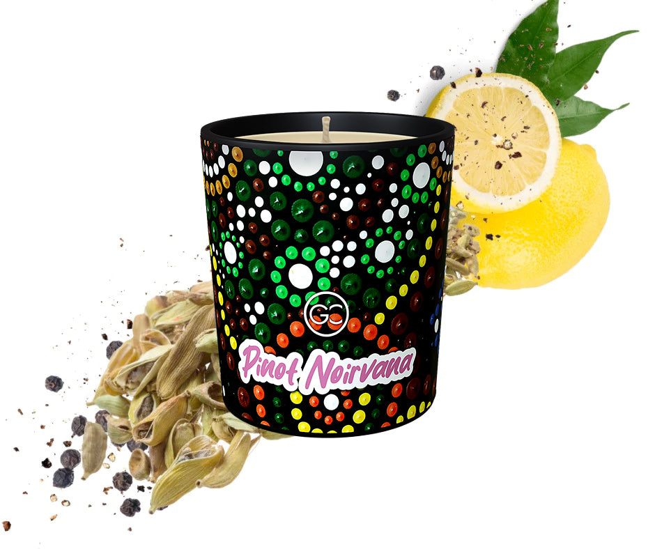 Pinot Noirvana - Lemon and Black Pepper Scented Soy Paraffin Candle 40hr Burn